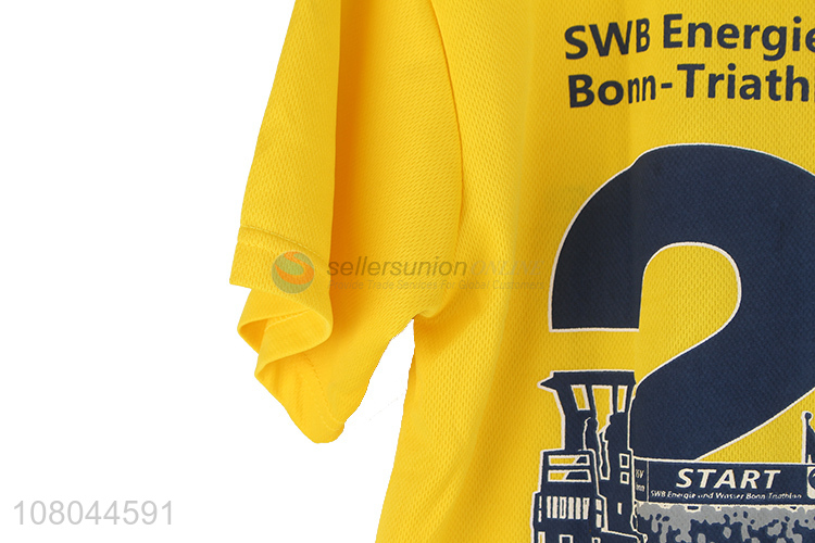 Good sale yellow printed short-sleeved advertising shirt