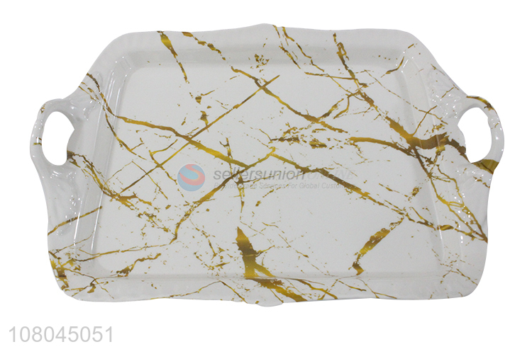 New Style Marbling Melamine Tray Serving Tray With Handle