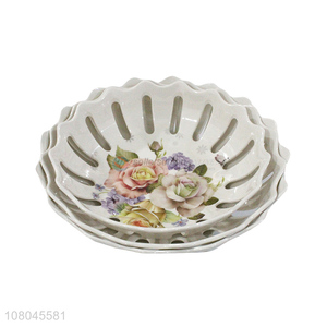 Fashion Home Decorative Hollow Melamine Fruit Tray Fruit Basket