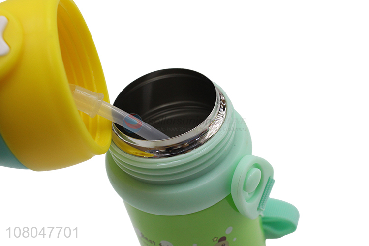 Top selling cute children stainless steel straw water bottle