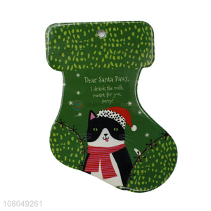 New Style Christmas Stocking Shape Ceramic Placemat