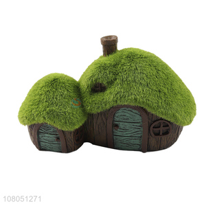 New arrival house shape flocking ornaments for garden décor