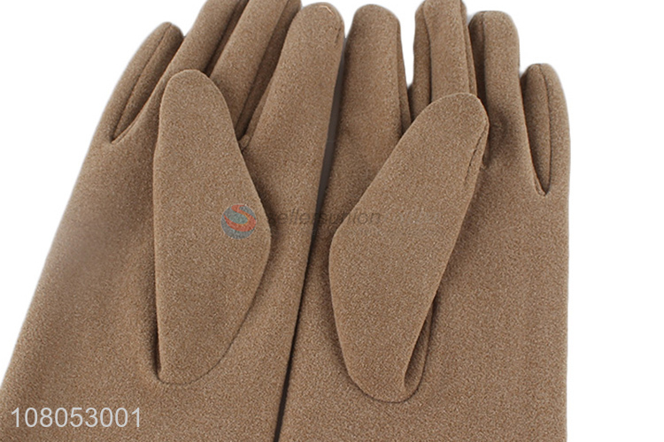 Wholesale apricot color winter outdoor ladies warm gloves