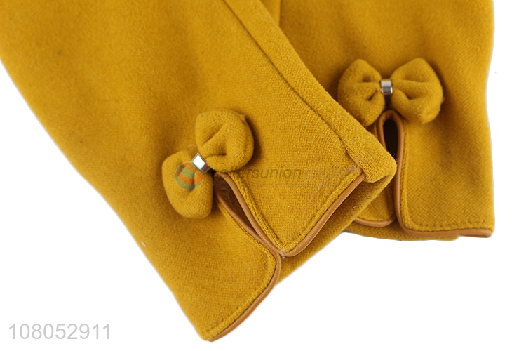 New arrival yellow ladies riding gloves cold-proof gloves