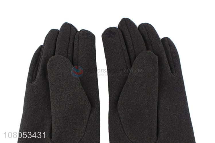 China supplier black simple solid color warm gloves for ladies