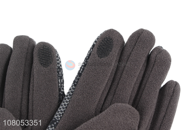 Factory direct sale grey fashion plus velvet gloves for women