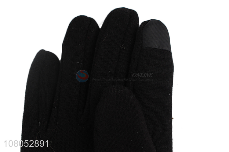 Good quality black winter windproof gloves for ladies