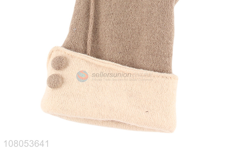 High quality apricot color ladies winter cashmere warm gloves