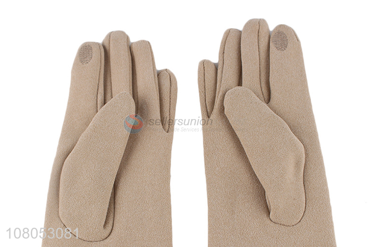 Good sale apricot color ladies cold gloves creative touch screen gloves