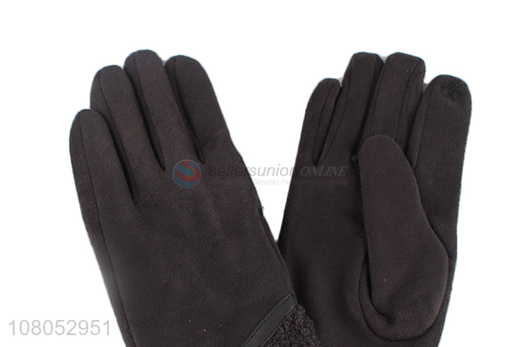 Best seller grey touch screen gloves ladies winter warm gloves