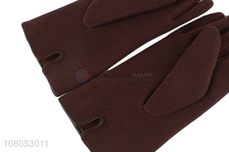 Yiwu wholesale coffee color ladies solid color outdoor warm gloves