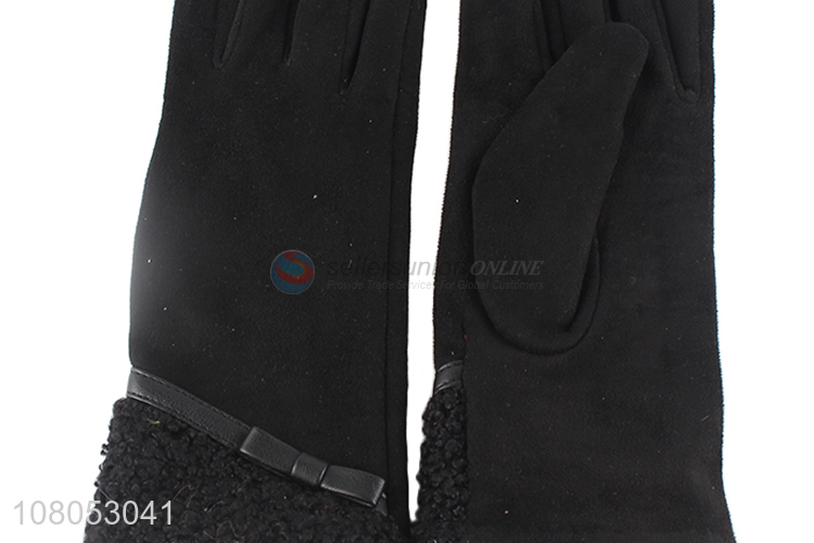 Factory direct sale gray outdoor thickened gloves for ladies