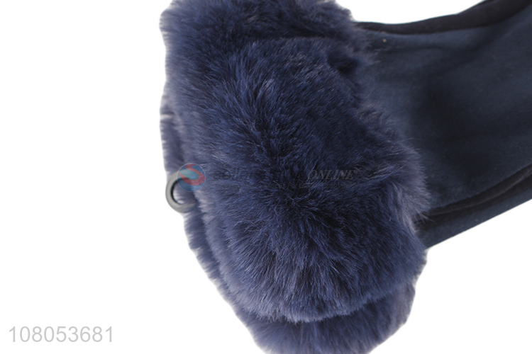 Yiwu market blue plus gloves ladies fashion warm gloves