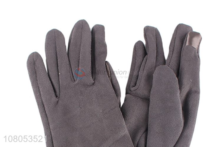 Online wholesale gray portable cycling warm gloves for ladies