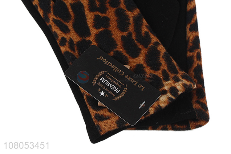 Hot selling leopard winter outdoor riding warm gloves