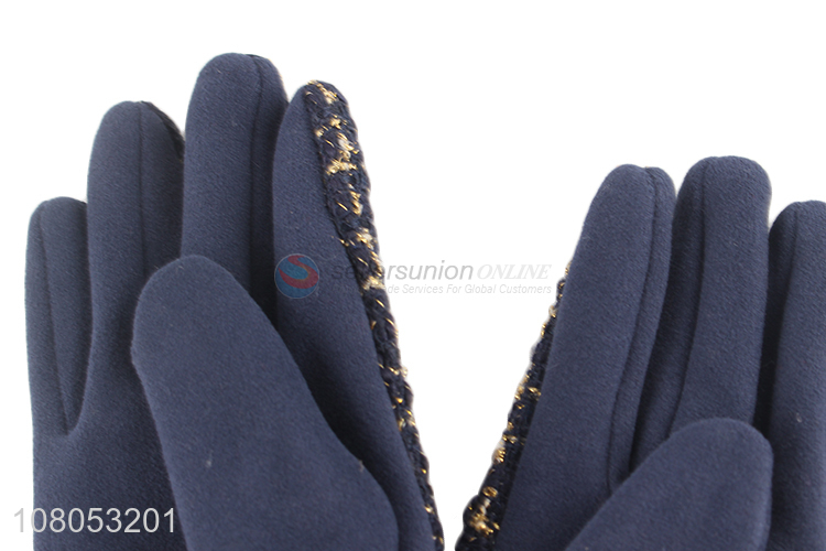 New arrival blue fashion gloves ladies outdoor gloves