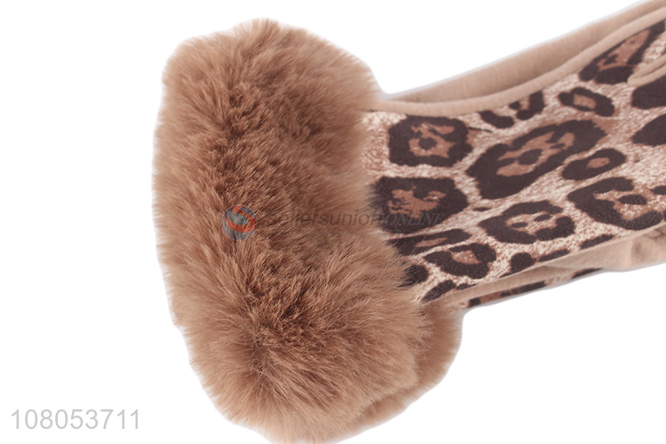 Online wholesale fashion leopard plus gloves winter warm gloves