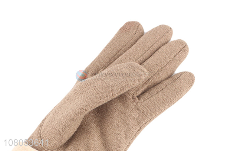 High quality apricot color ladies winter cashmere warm gloves