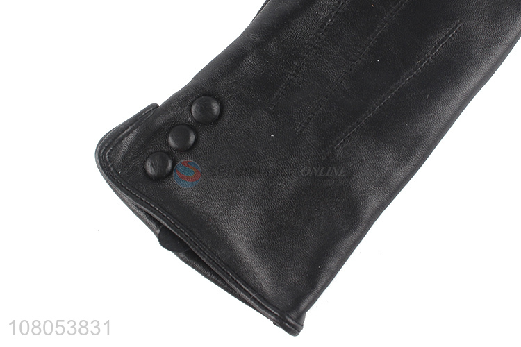 High quality black leather gloves outdoor windproof gloves