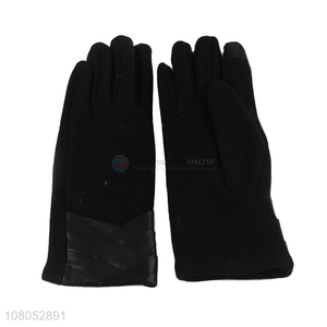 Good quality black winter windproof gloves for ladies