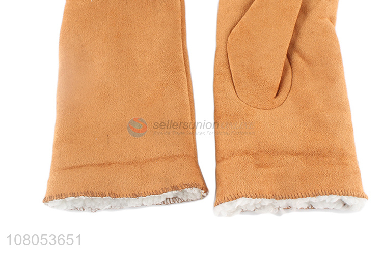 New arrival orange plush warm gloves winter outdoor windproof gloves