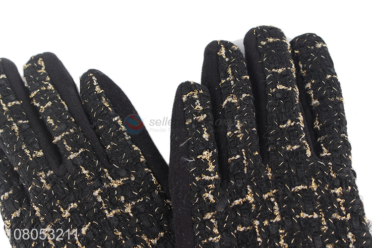 Yiwu direct sale black fashion gloves ladies outdoor gloves