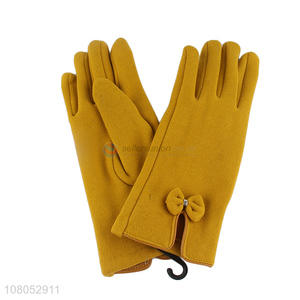 New arrival yellow ladies riding gloves cold-proof gloves