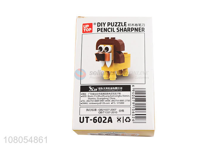 China supplier tiger shape DIY puzzle pencil sharpener for kids