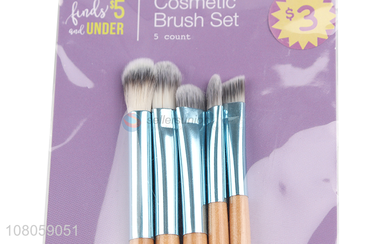 Yiwu market wooden handle ladies eye cosmetic brush set