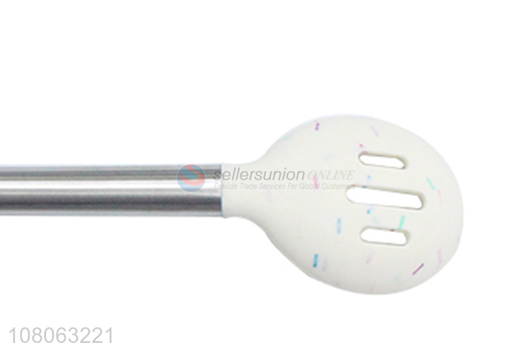 Hot sale stainless steel handle silicone slotted spoon