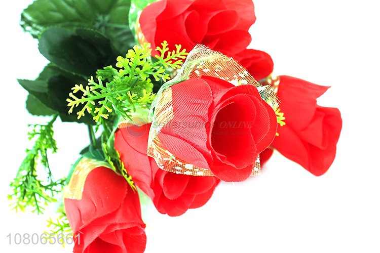 Good selling red plastic fake flower for indoor decoration