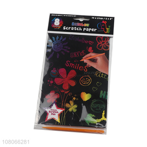 Hot selling kids scratch art drawing notebook rainbow scratch paper