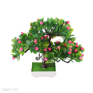 Low price wholesale mini plastic flower home decoration bonsai