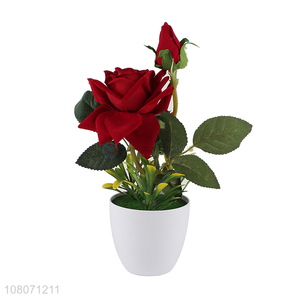 High quality red artificial roses home bonsai ornaments