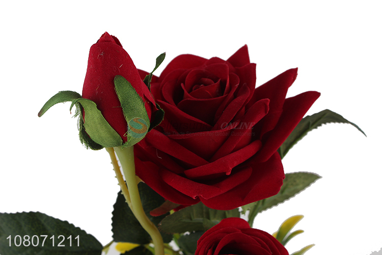 High quality red artificial roses home bonsai ornaments