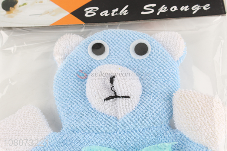 High quality blue cartoon bear children bath gloves for sale