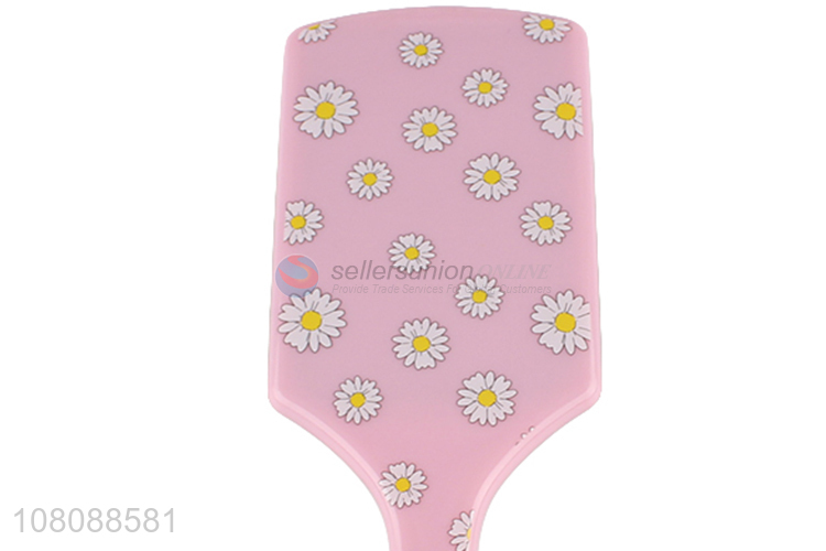 Yiwu wholesale pink hair comb brush with flower pattern