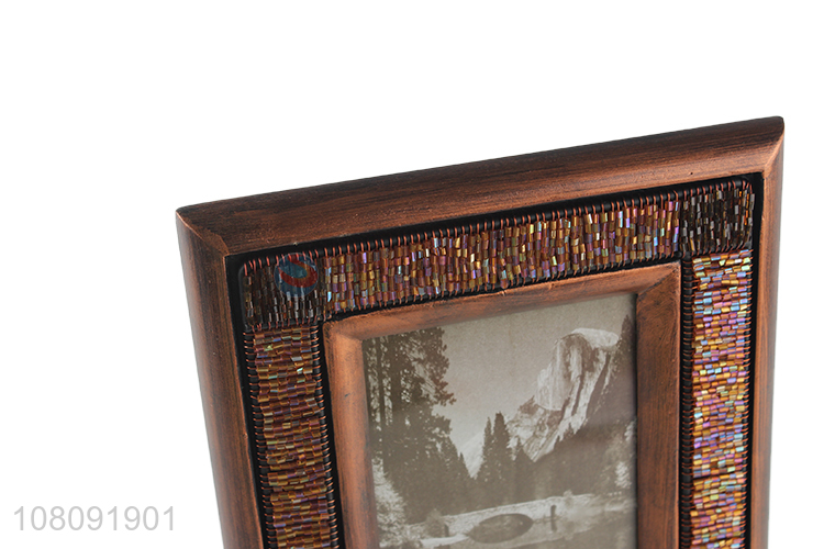 Online wholesale beaded wooden photo frame desktop picture frame