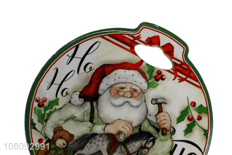 Low price round Christmas ceramic coaster porcelain pot holder heat pad