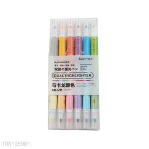 Good selling double-headed 6colors non-toxic highlighter pens