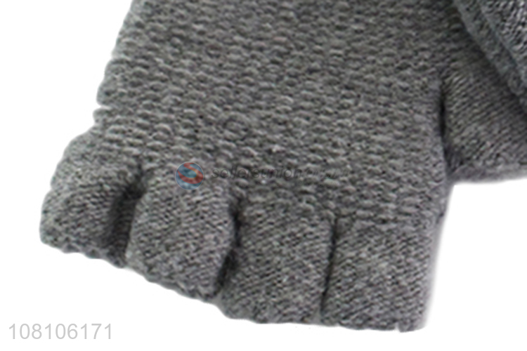 Cheap price grey knitted gloves winter warm gloves for men