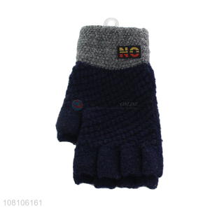 Online wholesale blue knitted gloves men winter warm gloves