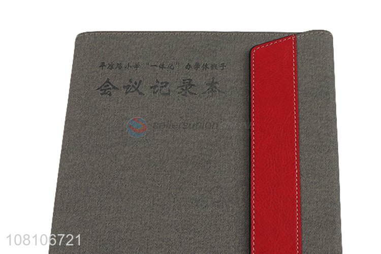 Good wholesale price gray PU business meeting notebook