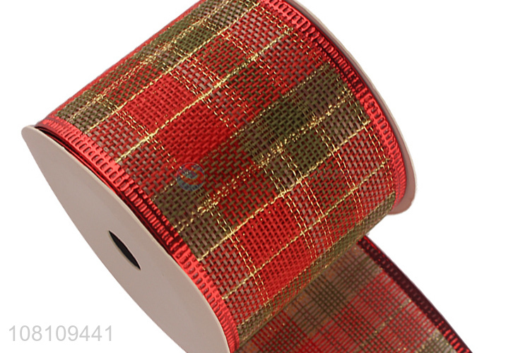 Good quality Christmas plaid ribbon for wreath decoration