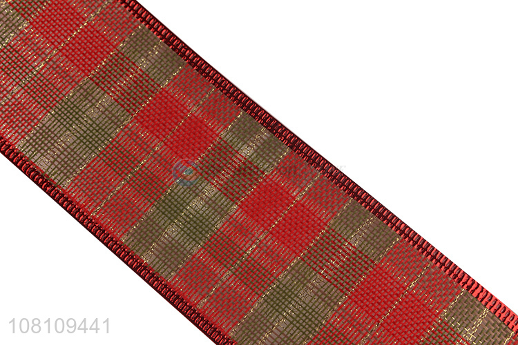 Good quality Christmas plaid ribbon for wreath decoration