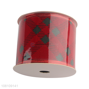 Good quality wired Christmas tree ribbon polyester ribbon