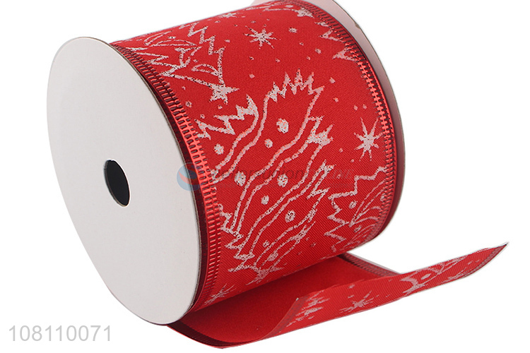 Yiwu market wired edge Christmas tree ribbon for decoration