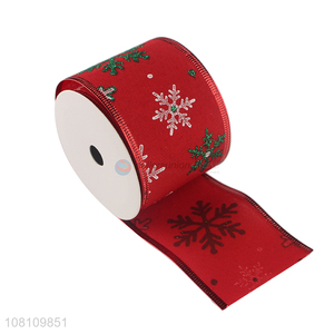 Bottom price Christmas ribbon snowflake ribbon holiday decor