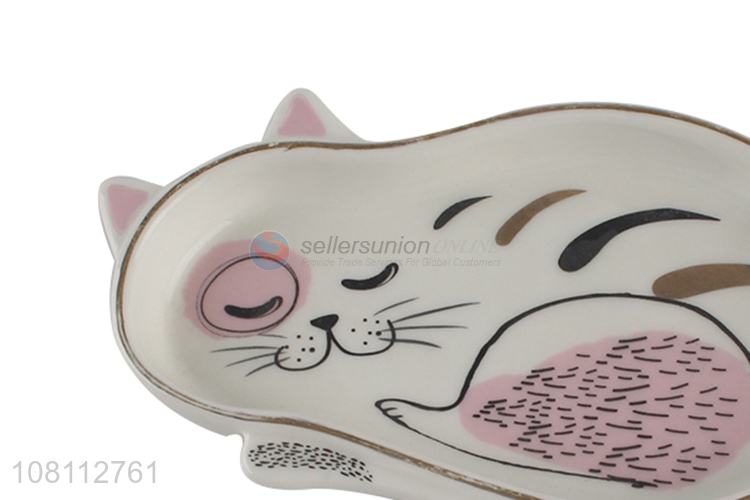 Hot selling cute cat ceramic plates household kitchenware