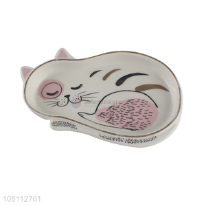 Hot selling cute cat ceramic plates household kitchenware